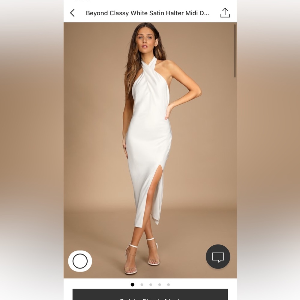 Lulus Beyond Classy White Satin Halter Midi Dress